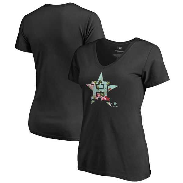 Women Houston Astros Fanatics Branded Lovely V Neck T-Shirt Black Fyun